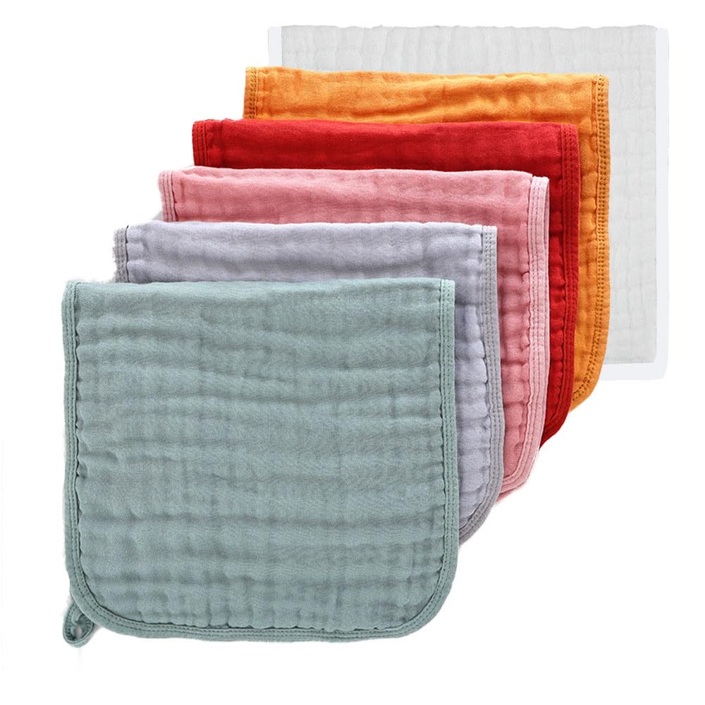 Oaygat 6 Pcs Susurration Muslin Cloths for Baby 25 * 50cm 100% Cotton Baby Muslin Squares Cloths Absorbent Baby Muslin for Newborn Boy and Girl
