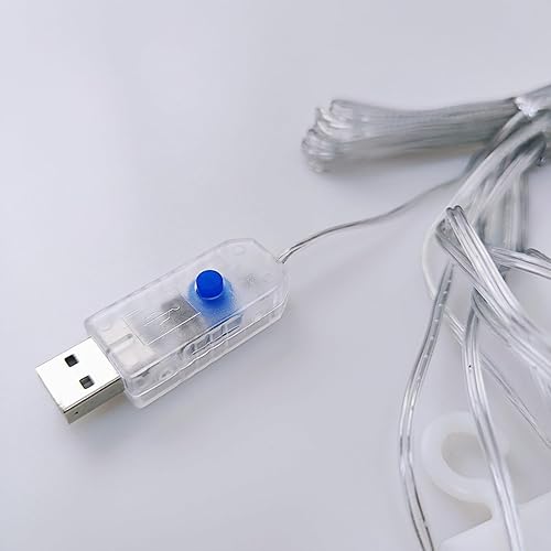 Miniatura 5 de Decorit Guirnalda de luces luces de hadas luces de cortina 300 LED 98 x 98 pies cadena de luces colgantes con alimentación USB con 8 modos de