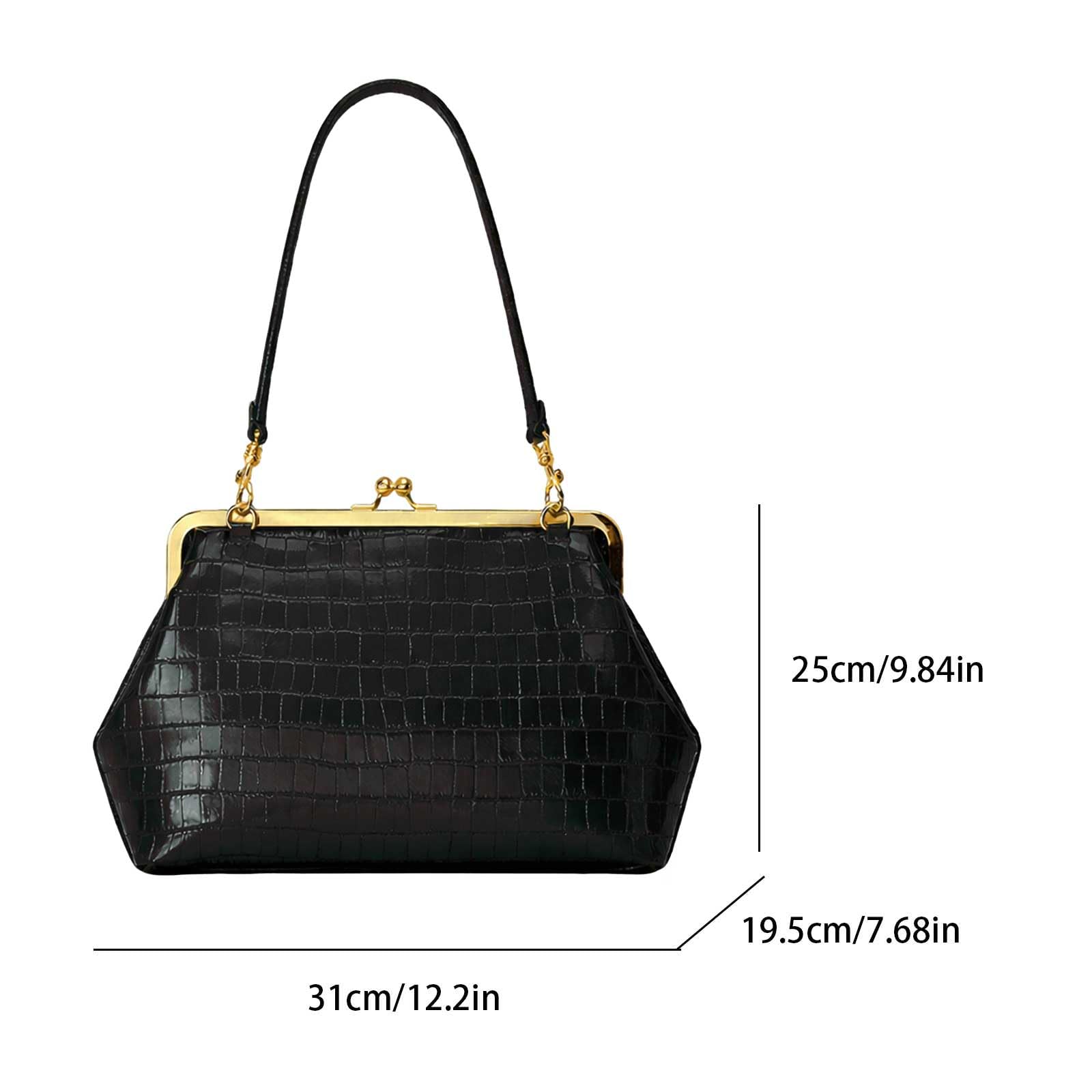 Bolso de mujer vintage estilo clásico con asa superior de PU, gran capacidad, cierre de beso, bandolera desmontable para viajes, compras, trabajo, fiesta y uso diario