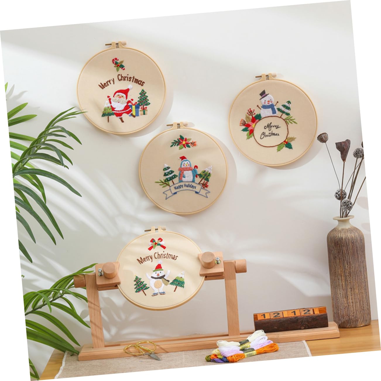Kreuzstich-Set Auf Kunststoff-Leinwand – Weihnachtsspielzeug-Ornamente Zum Selbersticken
