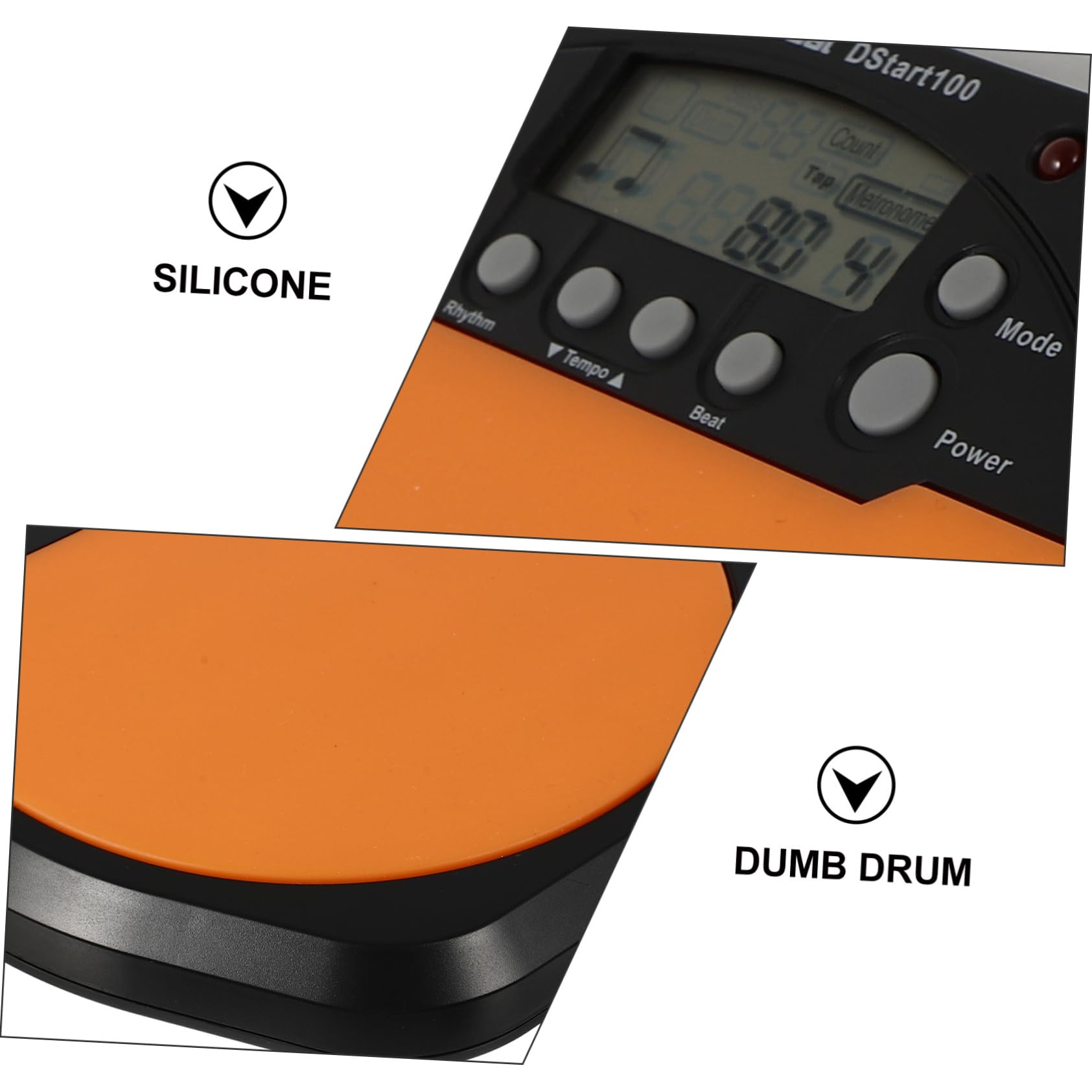 Pad Electrónico de Práctica de Batería de 8 Pulgadas Naranja | Reducción de Volumen, Silicona y Abs, Flexible y Portátil, Métrica Rítmica para Principiantes