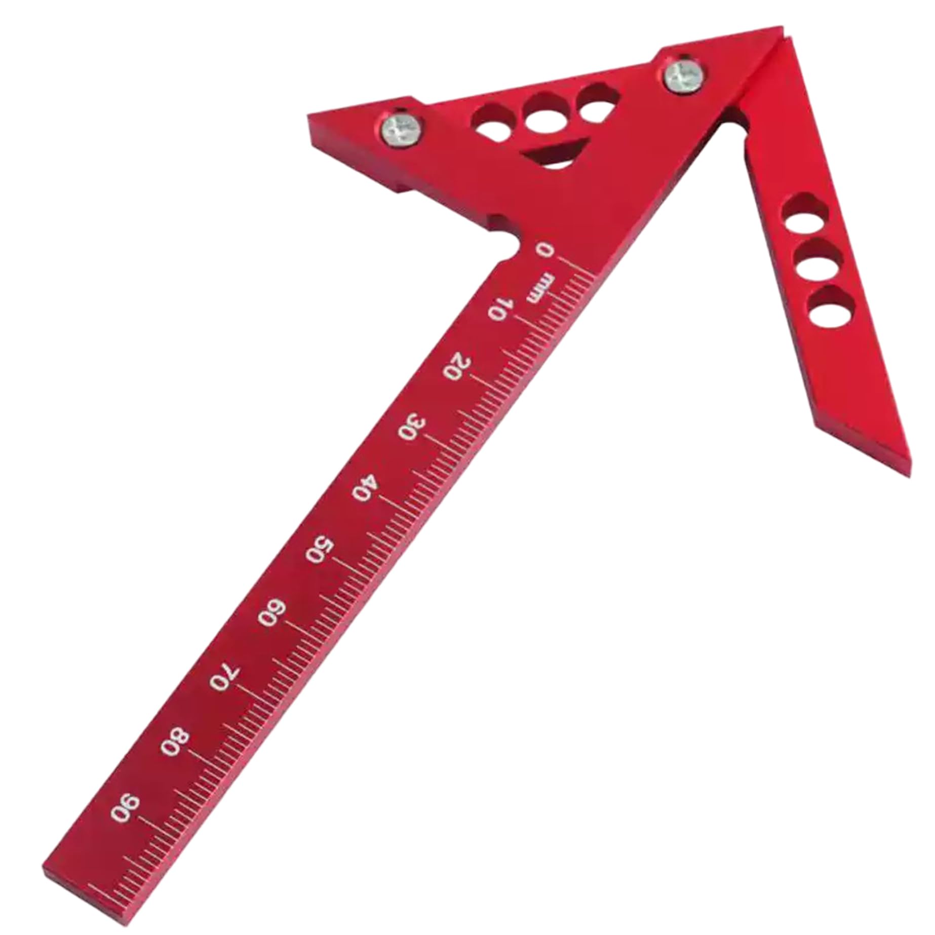 Center Finder Ruler, Aluminum Alloy Center Finder Tool, High-Precision Centerline Positioning 45/90 Degree Scriber Gauge, Red
