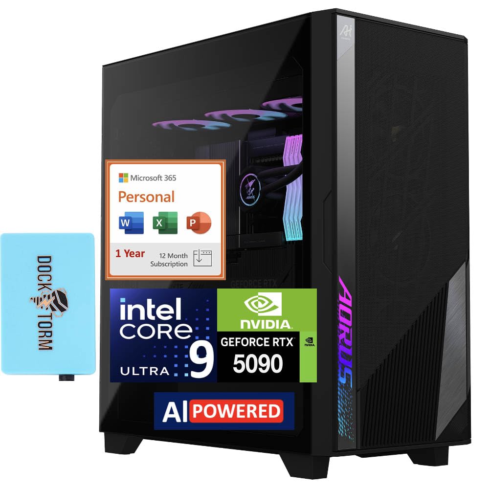 GIGABYTE AI TOP 100 AI PC Workstation (Intel Ultra 9-285K, GeForce RTX 5090 32GB, 128GB DDR5, 2x8TB PCIe SSD (16TB), 2 Thunderbolt 5, Win 11 Pro) w/MS 365 Personal, DKZ USB Port Expander