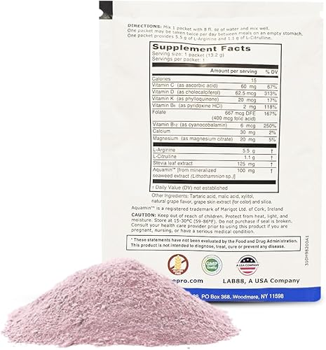 Vista 26 de L-arginine Pro Suplemento ON-The-GO Paquetes de viaje de una sola porción: 5,500 mg de L-arginina más 1,100 mg de L-citrulina (1 bolsa