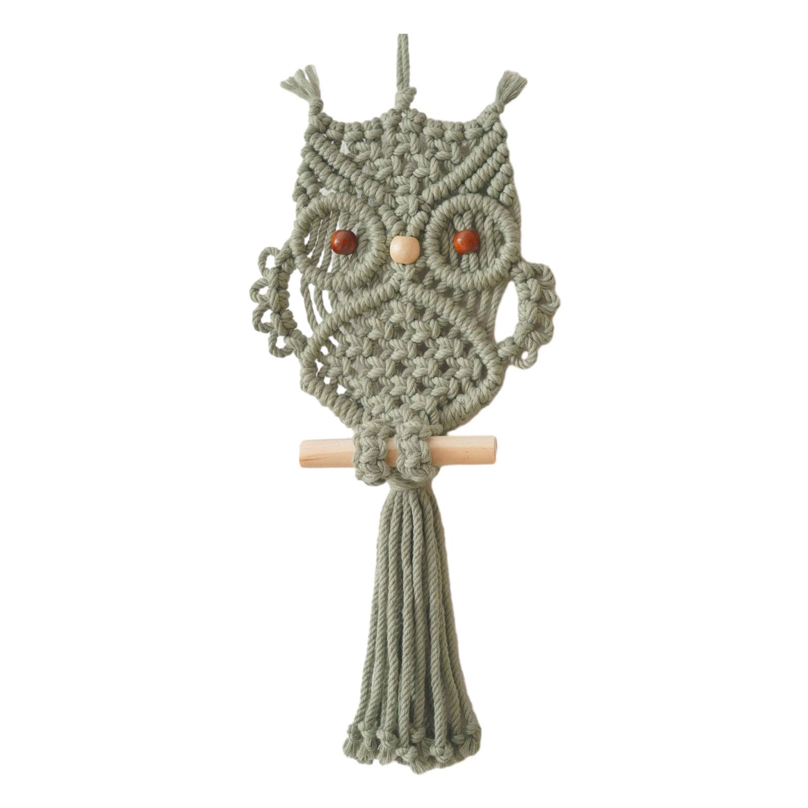 Macramé hibou vert pour décoration de chambre enfant et salon