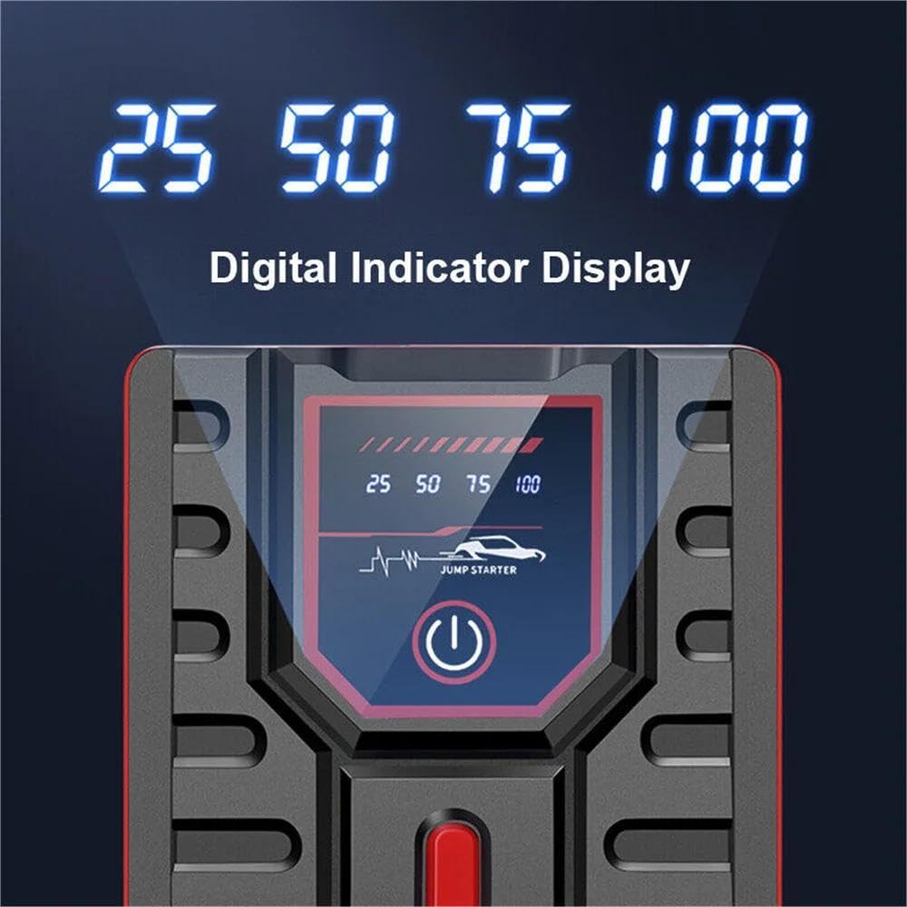 Booster Batteria Auto 5000 A, 6000 mAh Avviatore Batteria Auto | Avvio di Emergenza,Uso Automobile,12V Portatile Jump Starter con Pinze di Sicurezza Intelligenti, Lampada a LED, Schermo LCD