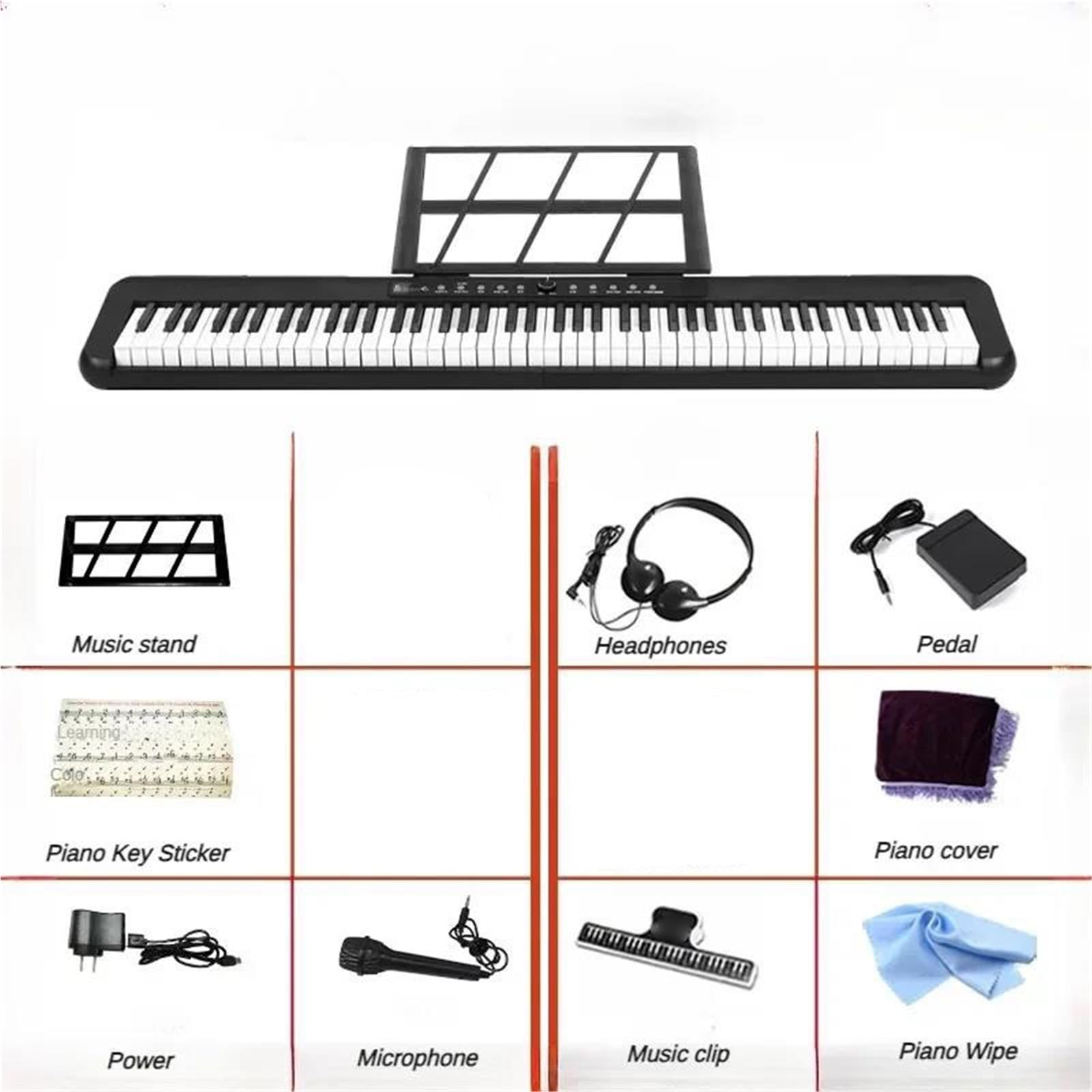 Pianino Elektroniczne Przenośne 88 Klawiszowe Elektroniczne Pianino Z Organami O Dużej Mocy(Style C)