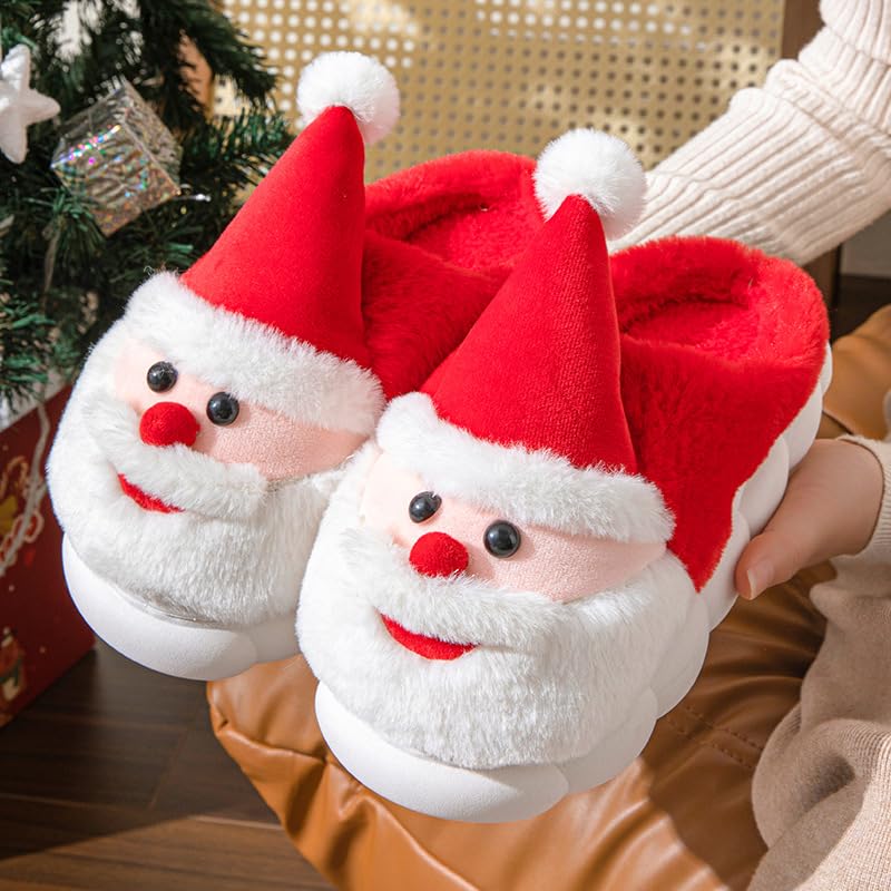 Christmas Slippers for Womens Mens, Christmas Womens House Slippers with Cute Christmas Tree Santa, Fuzzy Lightweight Slippers for Indoor Outdoor2