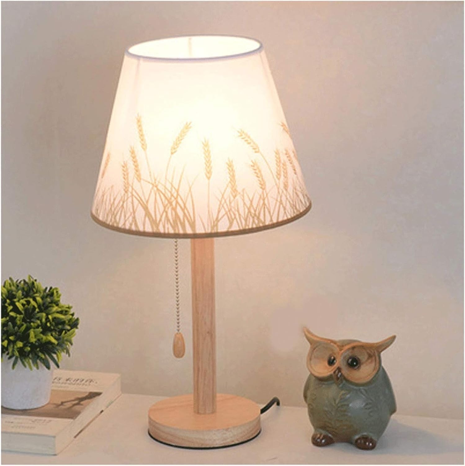 Lampada da comodino semplice camera da letto interruttore a fune modello scrivania paralume in lino moderno adatto per soggiorno