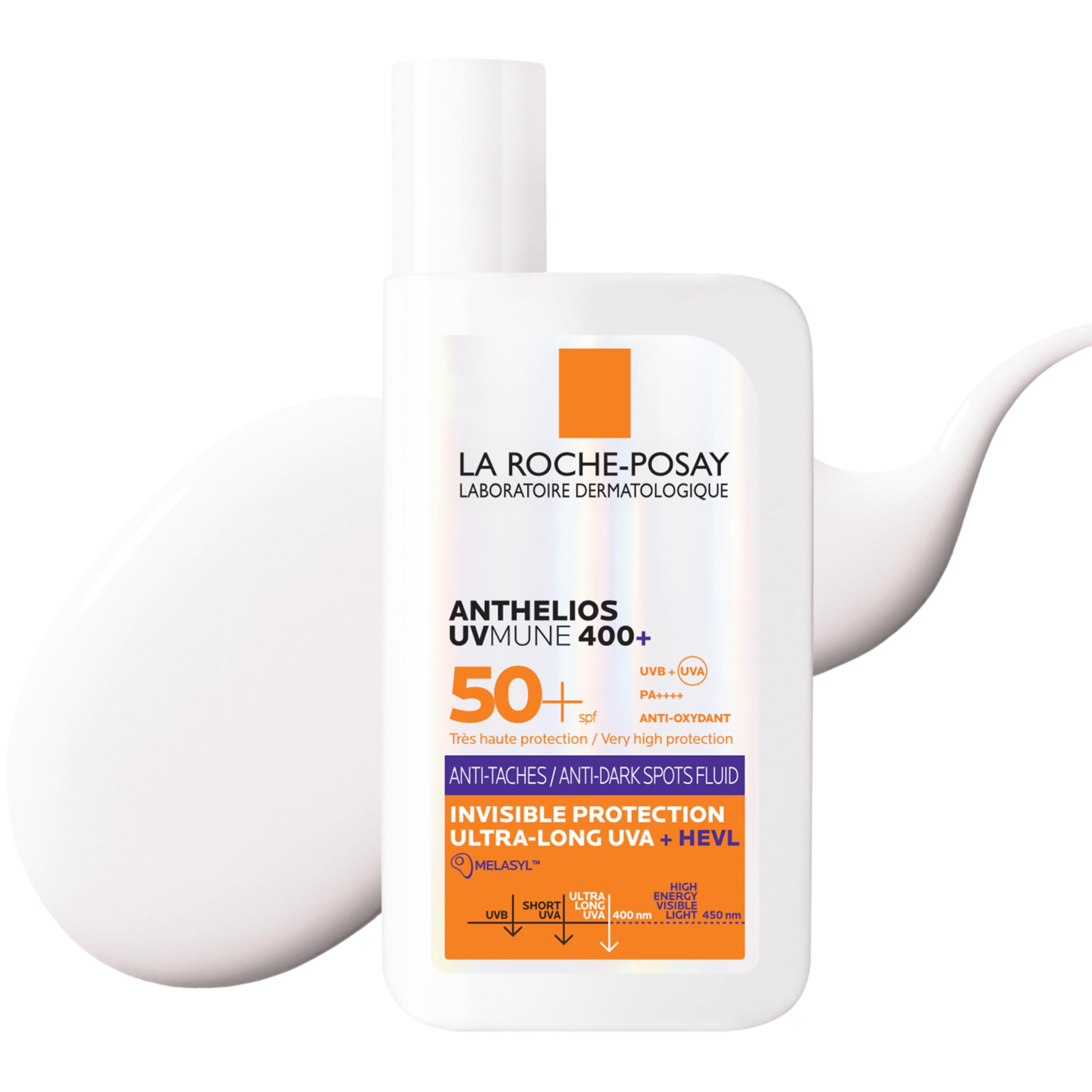 La Roche-Posay Protector Solar Anti-Manchas SPF 50+, Fórmula con Mexoryl 400, Fluido Invisible, Anthelios UV-MUNE 400, 50 ml