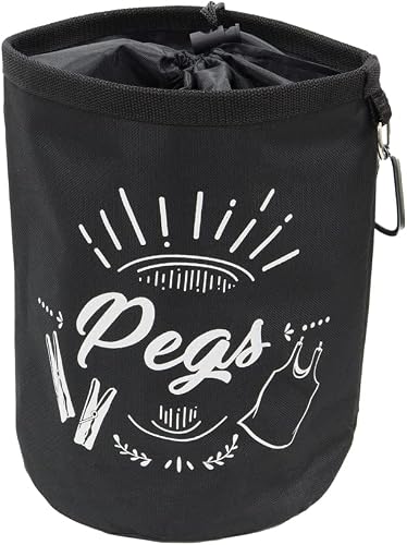 JVL Large Waterproof Peg Bag with Draw String Closure and Hanging Snap Hook, Black, 08-040