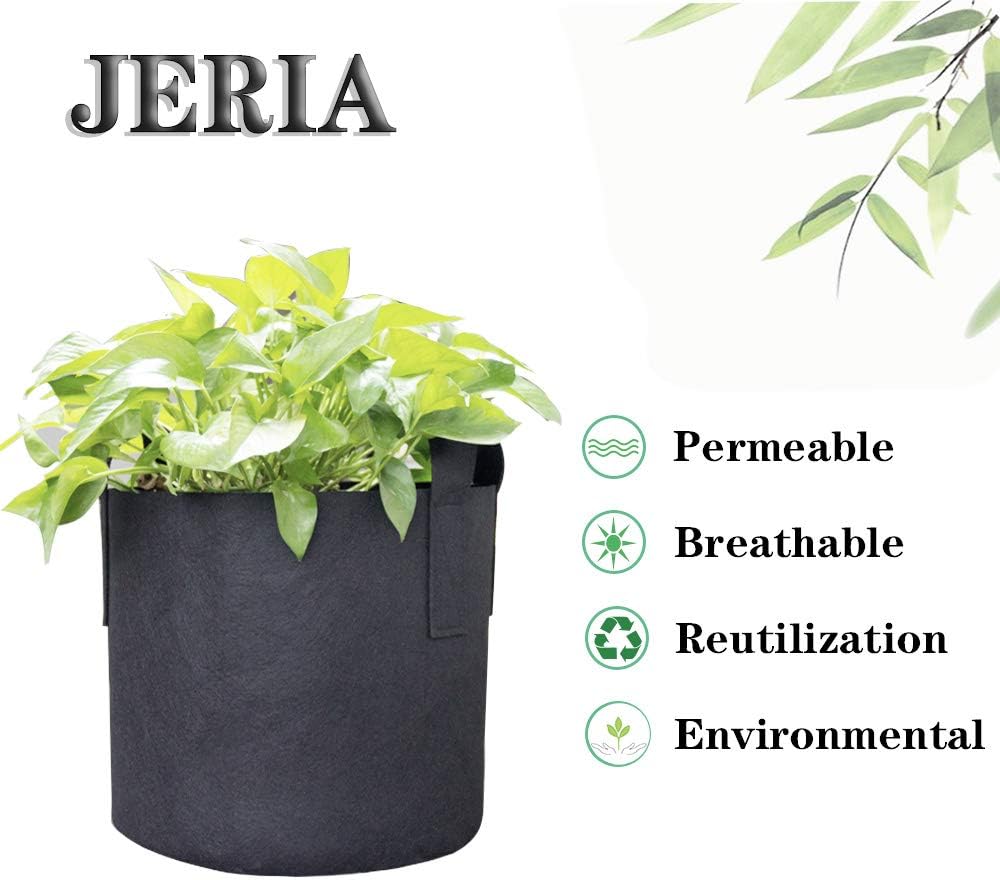 JERIA 12-Pack 3 Gallon, Vegetable/Flower/Plant Grow Bags, Aeration Fabric Pots with Handles (Black), Come with 12 Pcs Plant Labels : Patio, Lawn & Garden