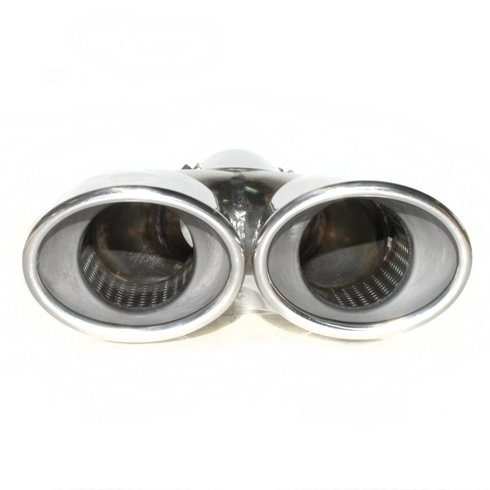 Universal Auspuffblende Doppelrohr Edelstahl - Chrom Auspuffspitze Bis 52 Mm