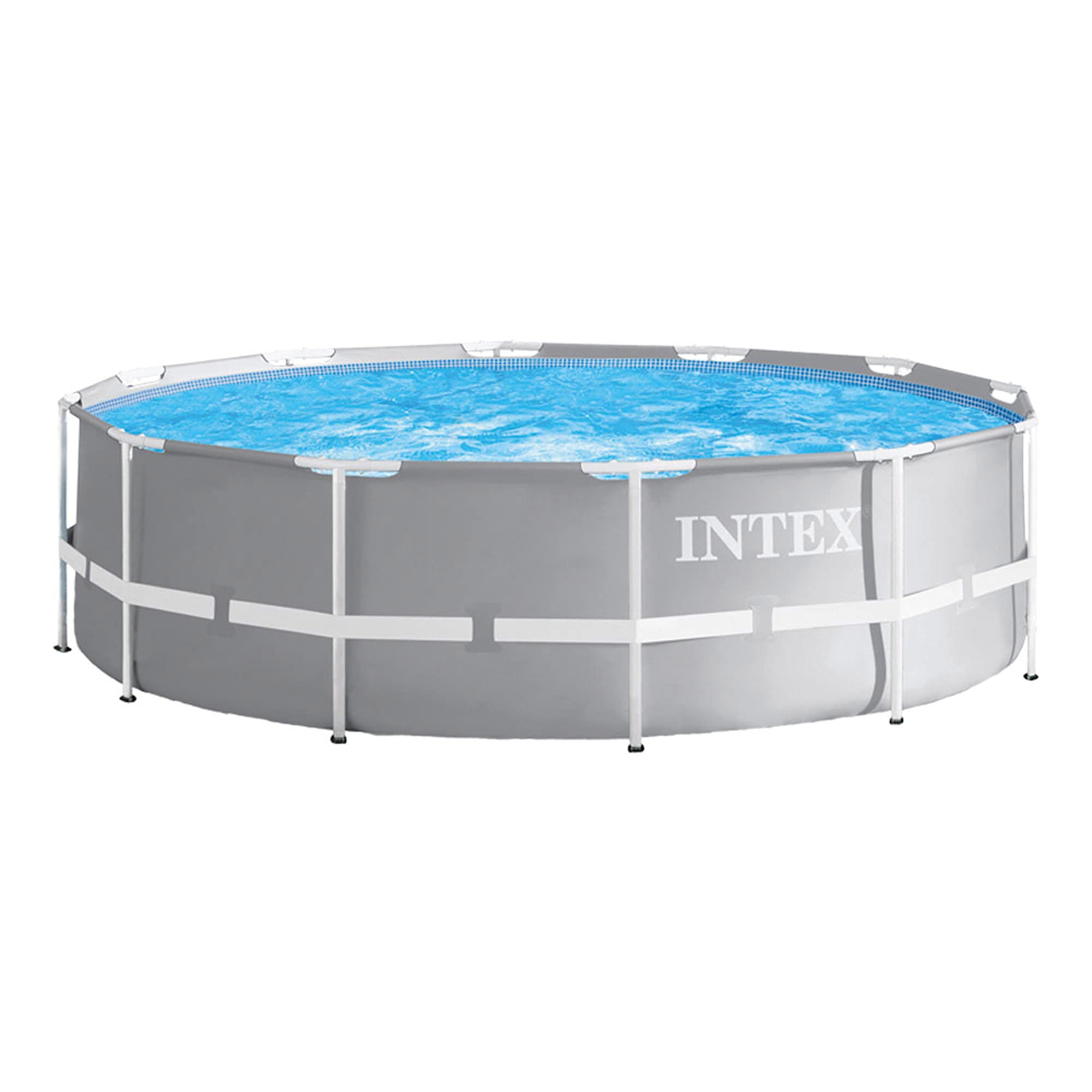 Intex 26716NP – Aufstellpool Prism Frame Rund, Filterpumpe 2006 L/h, Leiter, 8592 L, Stahl und PVC, Grau, 366x99 cm