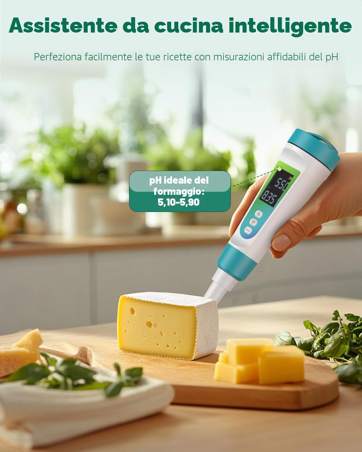 Pawfly pHmetro Digitale per Alimenti ad Alta Precisione, Tester pH per Pasta Madre, Pane, Fermentazione, Salumi, Carni in Scatola, Formaggi, Liquidi, Solidie Semisolidi