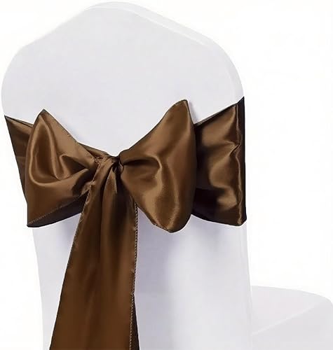 Miniatura 10 de Paquete de 50 bandas de satén para sillas de boda, lazos color burdeos, 7 x 108 pulgadas, bandas de tela para banquetes, fiestas, hoteles,