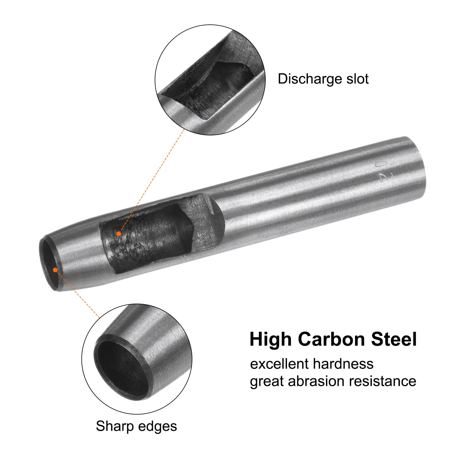 Punzone Per Fori Tondi 16 Mm QUARKZMAN - 2 Pezzi In Acciaio Al Carbonio, Per Pelle, Cinture, Gomma E Tessuti - 6