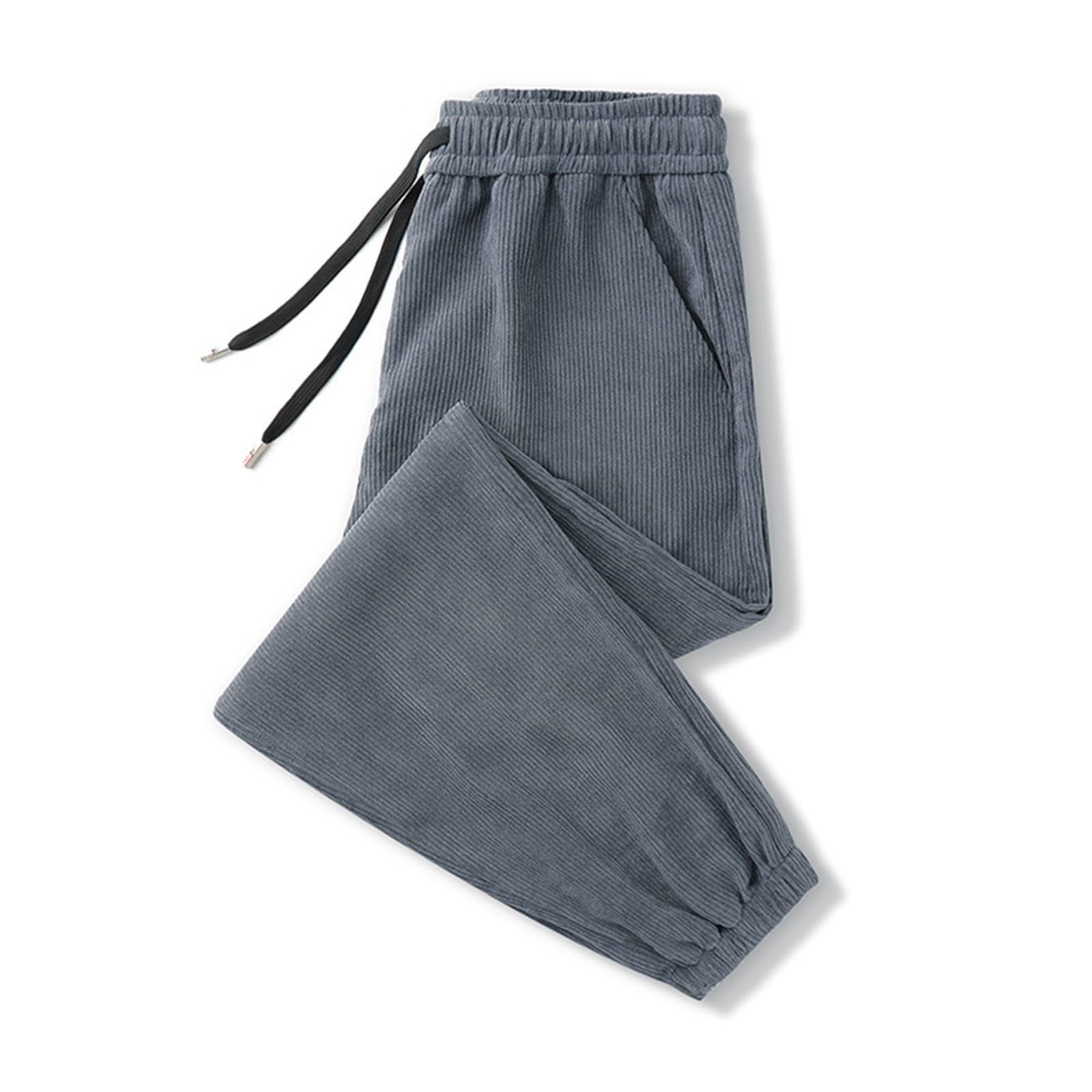 Generisch Pantaloni da uomo in velluto a coste, leggeri, S-3XL, pantaloni harem da uomo, vestibilità ampia, per il tempo libero, con elastico, con tasche, tinta unita, morbidi, comodi