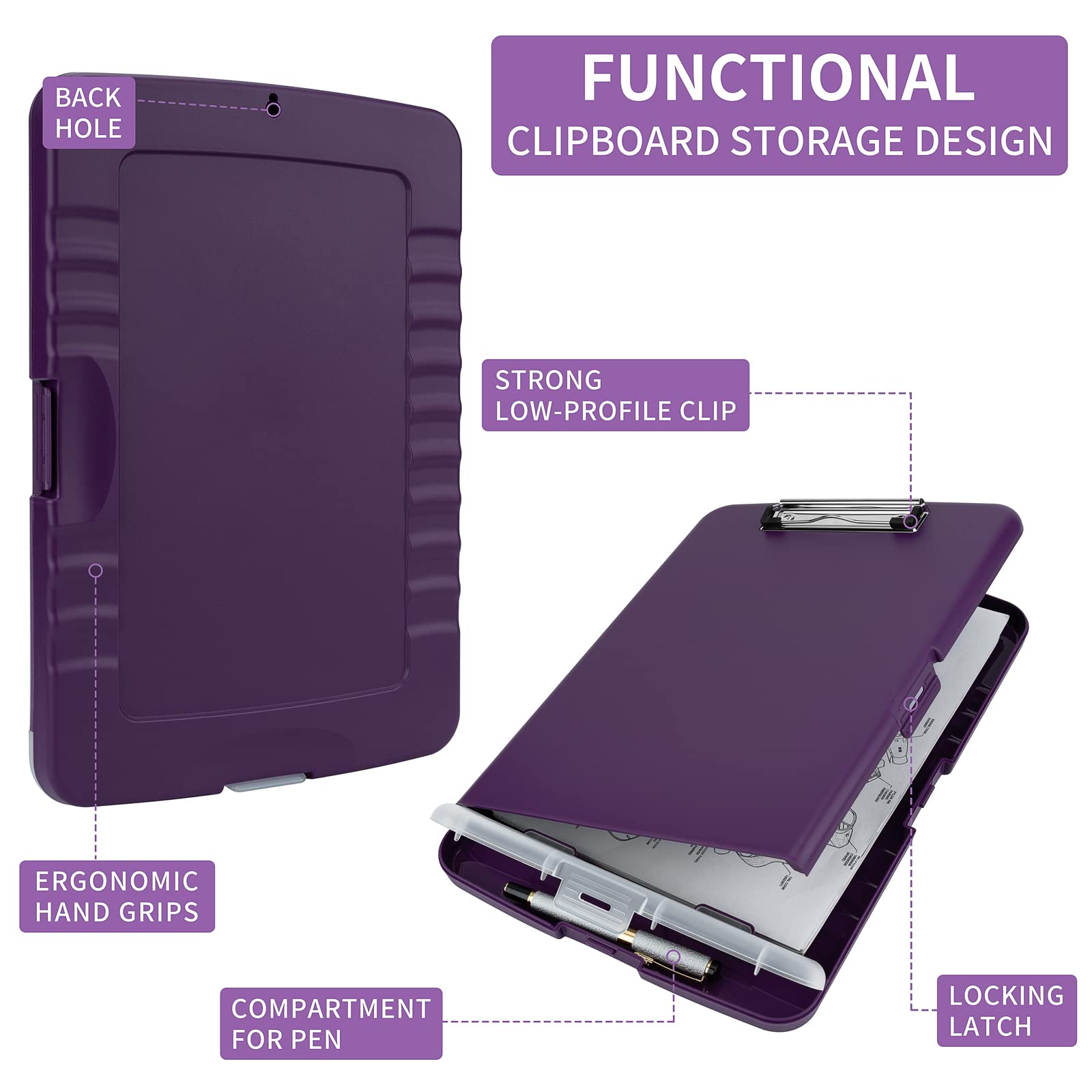 Pechor Clipboard with Storage Plastic A4, Clipboards Storage Box with Separate Pen Compartment - Image 3