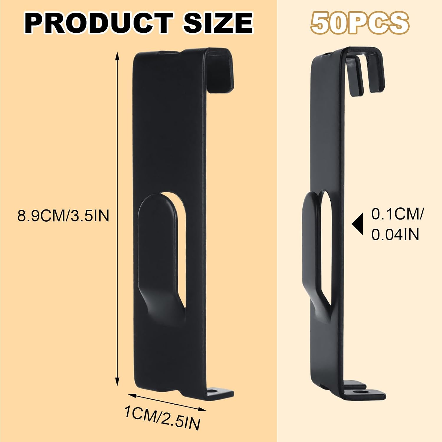 ABuff 50 Pcs Gridwall Hooks Utility Notch Grid Wall Hooks, Black Metal Grid Wall Picture Hanger WallGrid Panel Pegs Gridwall Accessories for Picture Photo Frame Painting Artworks Canvas
