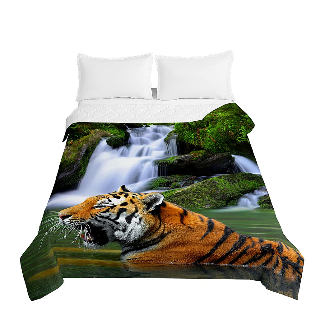 Surwin Fall Embossed Quilted Bedspreads Single Double Super King Bed Size, Tiger Bedspread Quilt Sofa Throws Blanket Lightweight Coverlet Microfiber Comforter Bed Sheet (,230 * 260Cm)