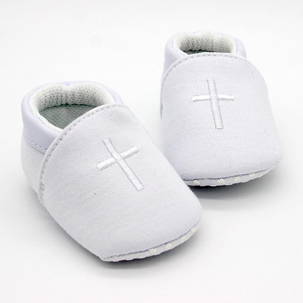 Baby Boys Soft Cross Baptism Christening Shoes Premium Sole Infant/Toddler Sneaker 0-3 Months Infant White-a