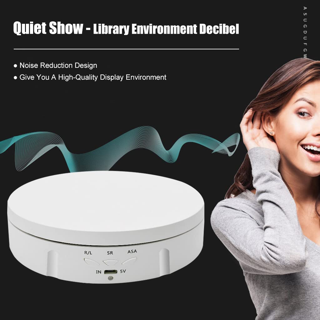 Plato Giratorio Eléctrico De 360°, Carga Máxima De 6 Pulgadas, 22 Libras, Soporte De Exhibición Giratorio Motorizado, para Mostrar Productos, Controlar Velocidad Y Dirección,White
