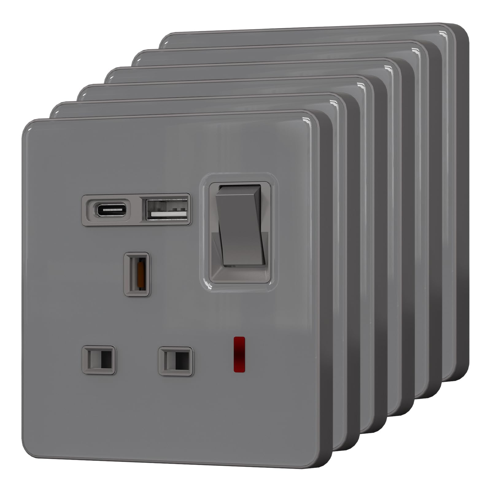 BSEED Double Socket with 20W USB-C Fast Charging,Glass Switched Wall Sockets,13A Electrical outlets with LED Indicator,Screws Included, โ image 1