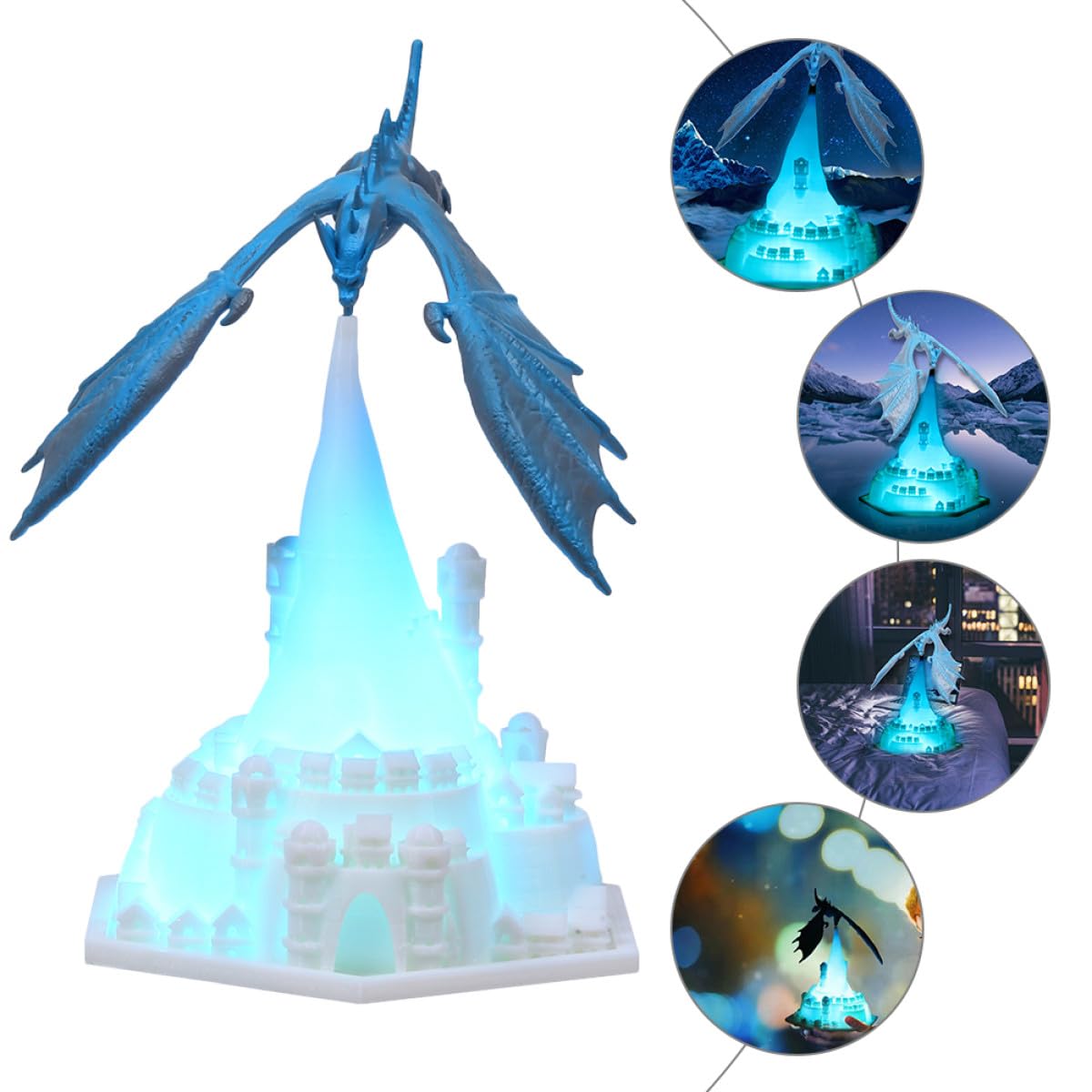 3d-gedruckte Eisdrachenlampe aus Pla, 1 Satz, Modelllampe für Zuhause