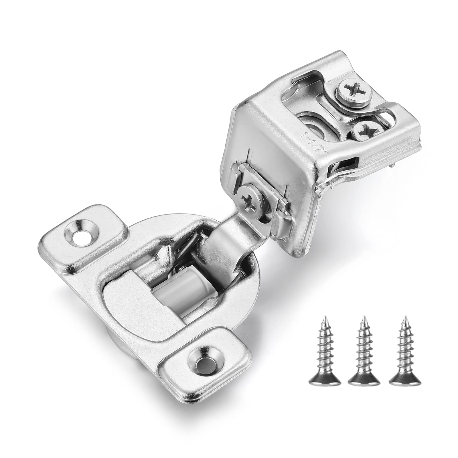 4 Pack Cabinet Door Buffer Hinges, Soft Close Cabinet Hinges, Hidden Kitchen Cabinet Hinges for Face Frame Door with Screws (American Style)