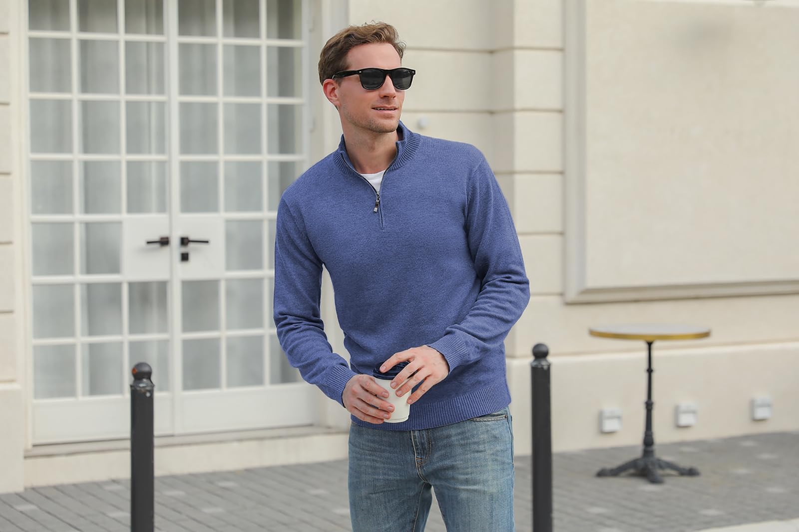 iClosam Maglione Uomo Invernali Collo Alto con Zip Pullover Giacca in Maglia Maglione Pullover Invernale Tenere Caldo
