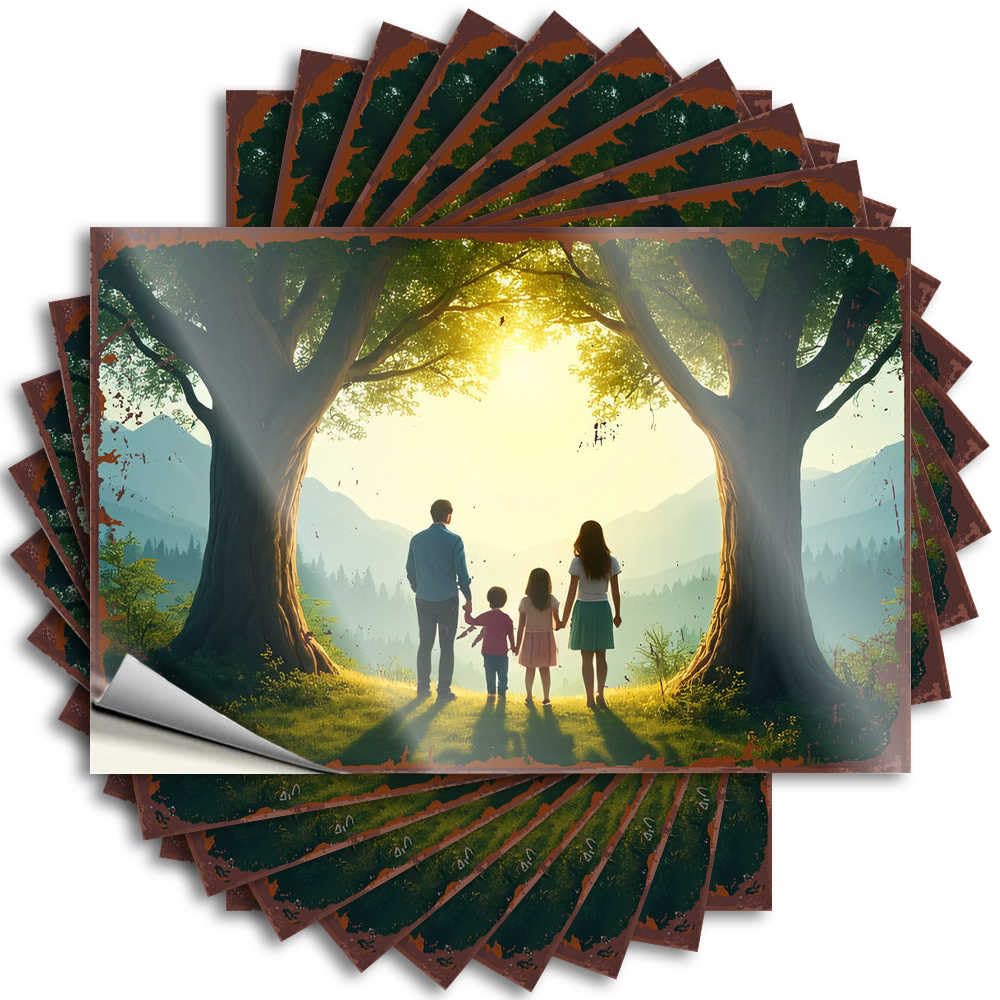 Fzfn Colour Personalized Friends Sticker - Family Journey Through The Serene Forest Hat Waterproof Vinyl Sticker(8X12cm)