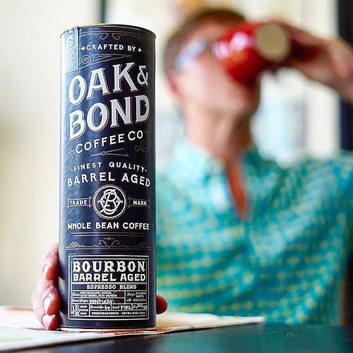 Miniatura 5 de Oak & Bond Coffee Co. - Café añejado en barril de café expreso bourbon añejado, mezcla de granos enteros, arábica, tostado oscuro con chocolate,