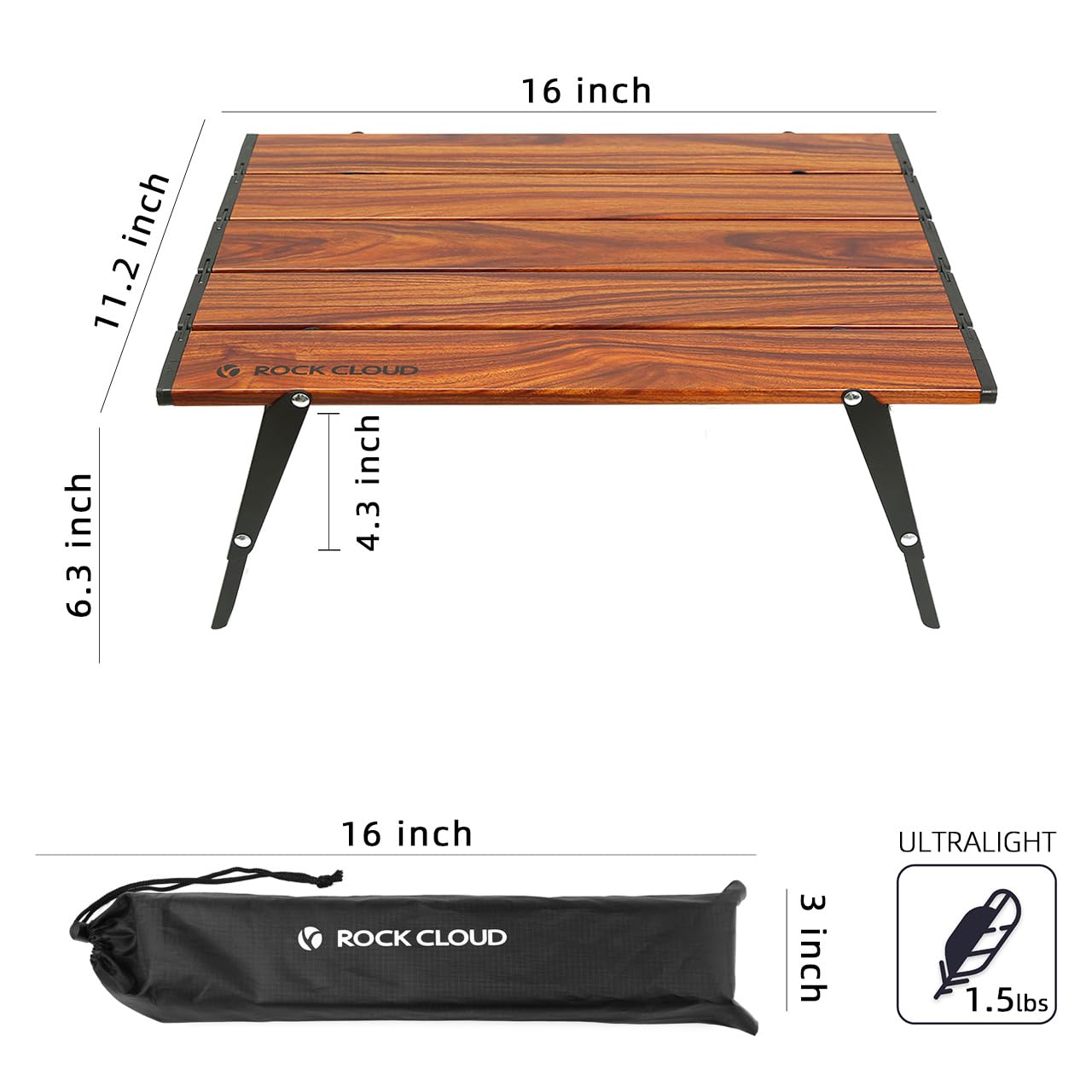 ROCK CLOUD Table de plage pliante ultralégère réglable en hauteur en aluminium avec sac de transport pour pique-nique, pêche, barbecue, randonnée, pêche