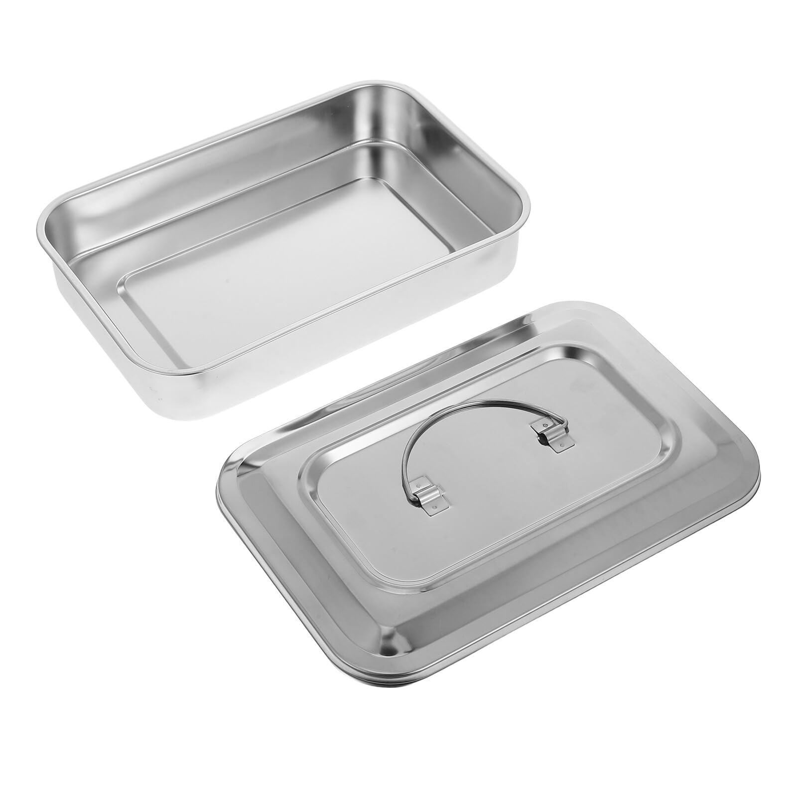 Healifty Plat INOX Boîte de Carrée avec Couvercle en Acier Inoxydable Argenté, Résistant la Rouille L’Usure pour Usage en Stérilisateurs D’onglerie