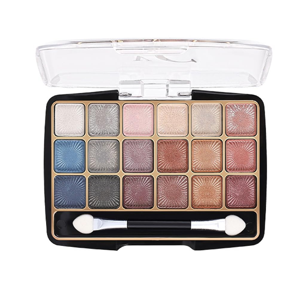 Eyeshadow Palette 18 Color High Pigmented Shimmer Metallic Long Lasting Blendable Eyeshadow Pearlescent Highlighters Eyeshadow Make-up Palette Waterproof Powder Cosmetics Makeup Kit (04#)