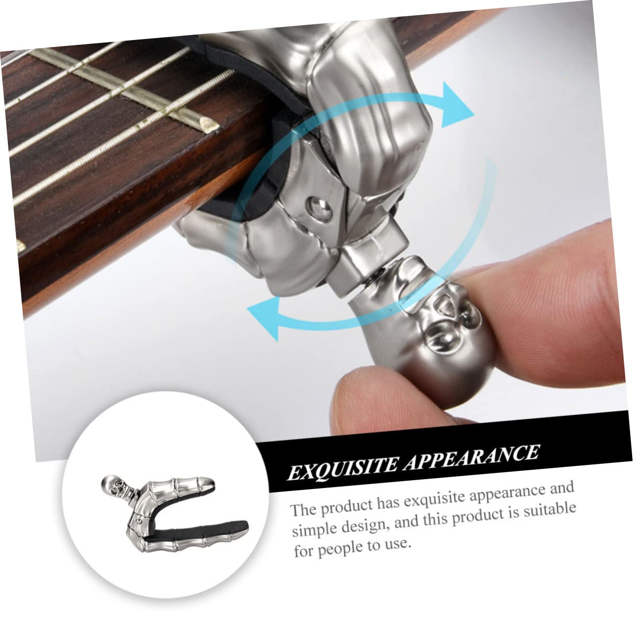 3 Piezas cejilla de guitarra delicada Accesorio musical Pinza de guitarra cejilla de calavera cuello de cejilla de ukelele capo de de calavera Aleación de zinc TOYANDONA