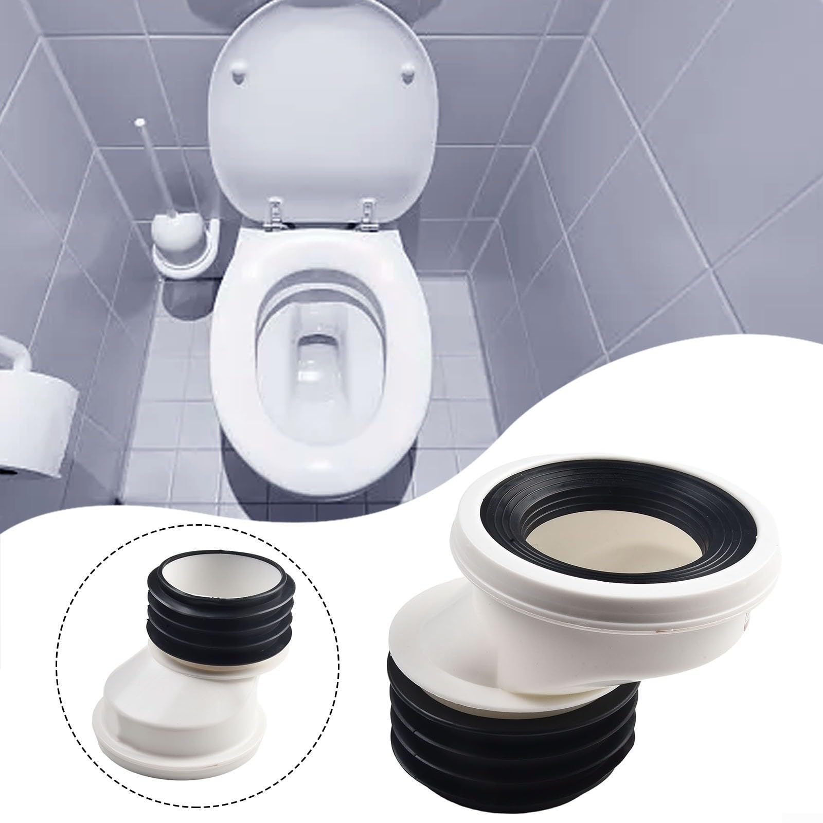 Kit de raccordement pour toilettes, ensemble de raccordement pour cuvette de WC, conception droite ou excentrique, tuyau de raccordement pour cuvette en PVC (5 cm)