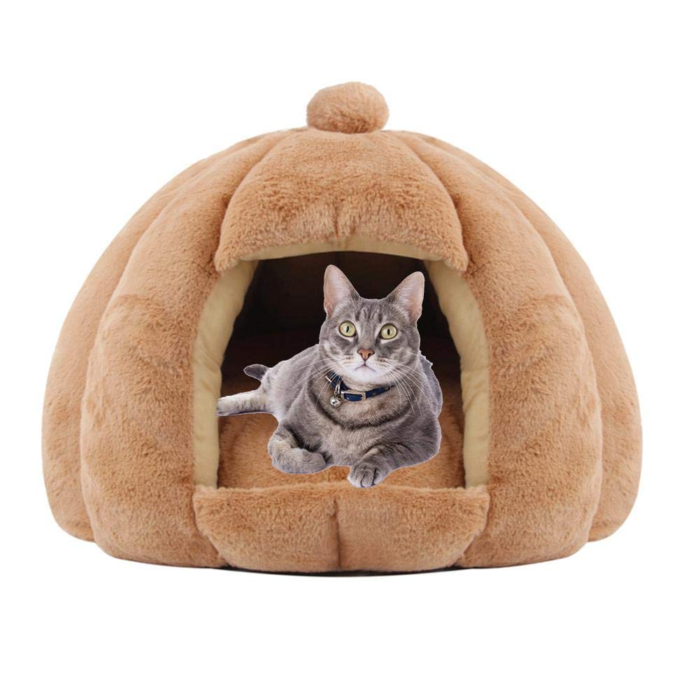 Welltobuy Pet Bed Cat Bed Solid Fleece Warm Cat Cave House Bed Removable Cushion Non-slip Pet Bed Semi-Enclosed Plush For Kitten Puppy And Medium Cat Dog