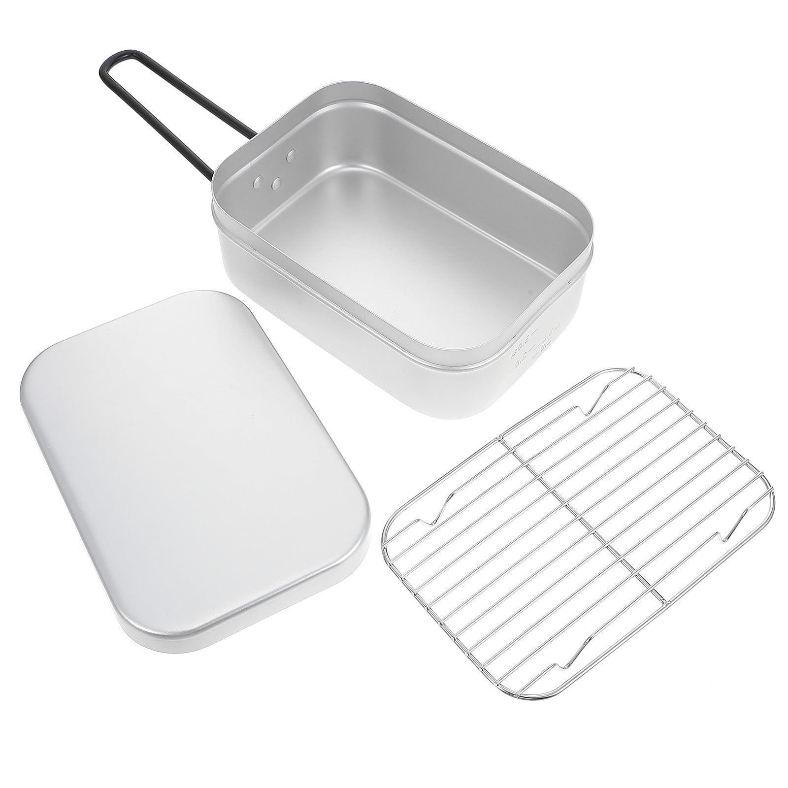 Toyvian Fiambrera Cuadrada para Exteriores Diseño Antideslizante y Asa Plegable, Fabricada en Aleación de Aluminio Ligera, Adecuado para Actividades al Aire Libre y Picnic, Pack de 2