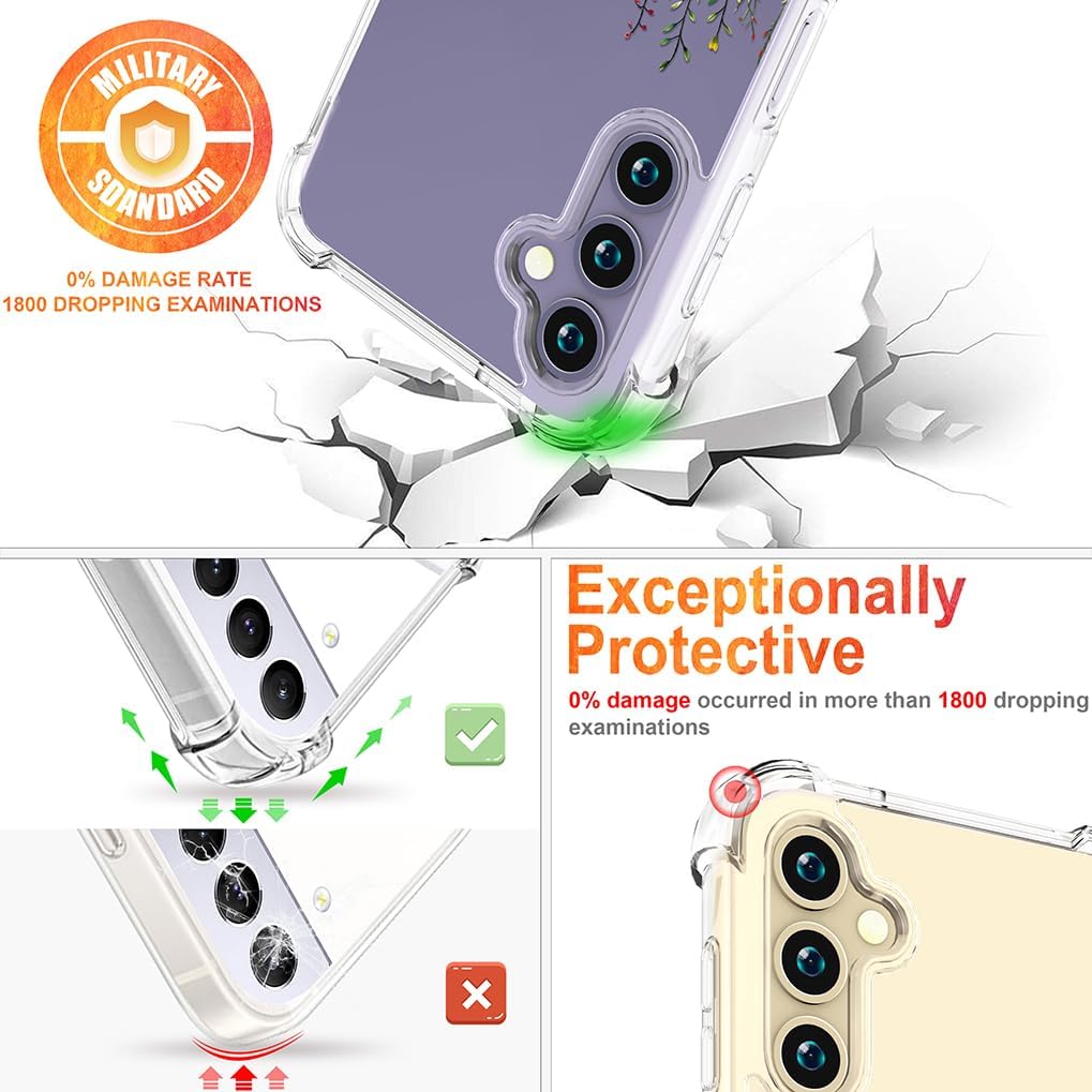 Compatible for Samsung Galaxy S24+ Plus / S25+ Plus Case Clear Cute for Women - Rugged Phone Cases Funda Protector Cover Skin (Yellow Florals Field Spring)