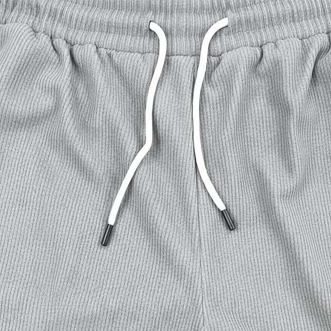 Image of Diverse Men's Corduroy Casual Shorts - Soft Breathable Relaxed Fit Summer Shorts with Drawstring Waist & 2 Pockets, Ideal for Beach, Workout & Everyday Wear