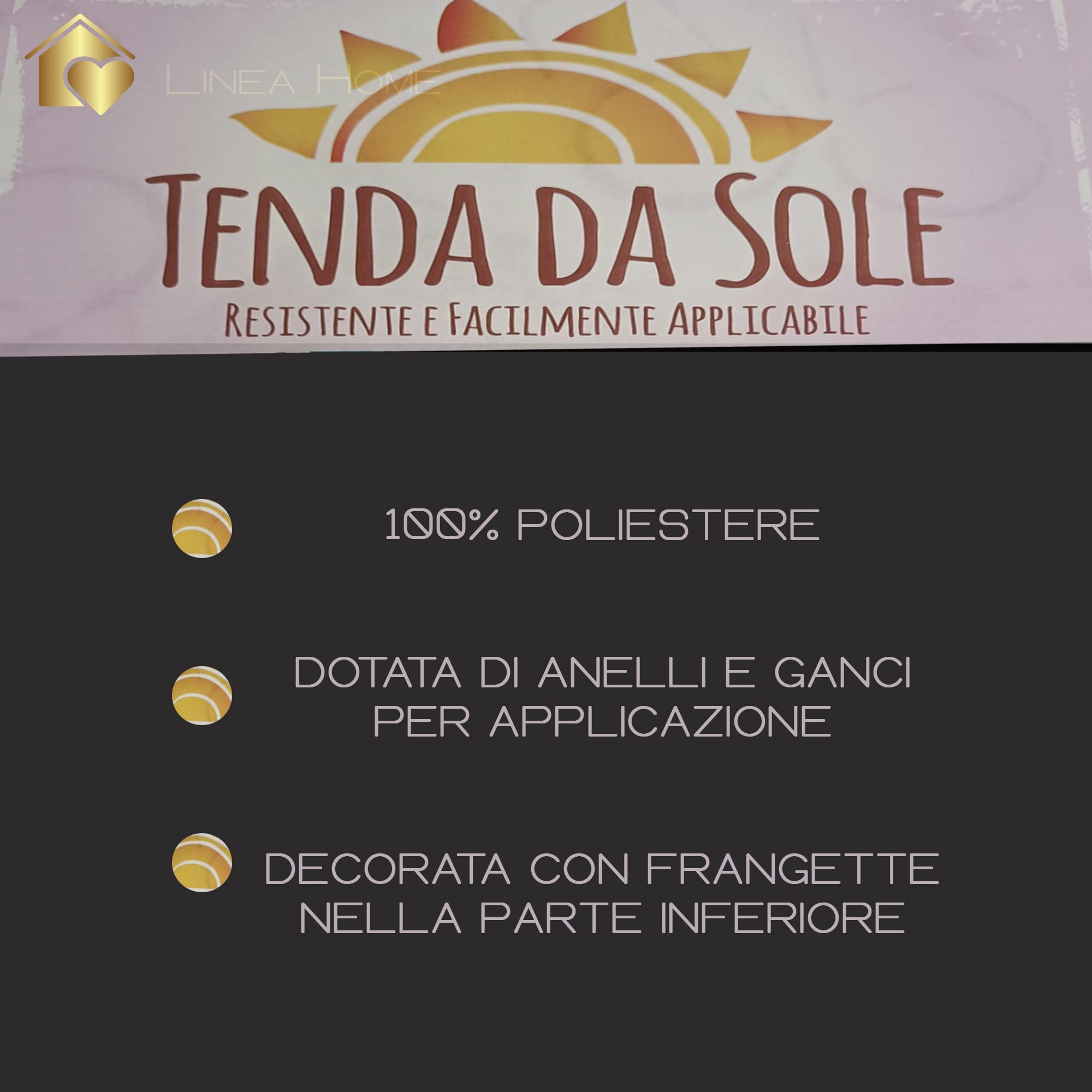 Tenda Da Sole Home Tresor Per Balcone E Terrazzo - 200x300 Cm, Beige, Con Anelli E Ganci - Foto 3