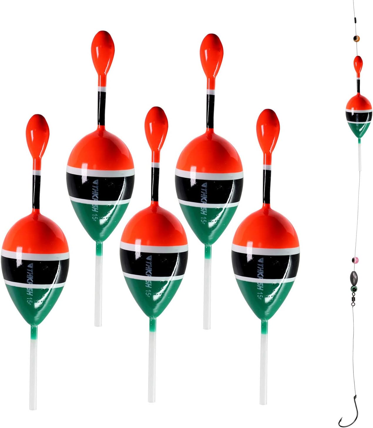 THKFISH Fishing Floats Bobbers Slide Floats Balsa Fishing Bobber Slip Bobbers for Crappie Panfish Trout Bass (1/2oz 2"x5.28") (1/6 1.6"x4.8") 5Pcs