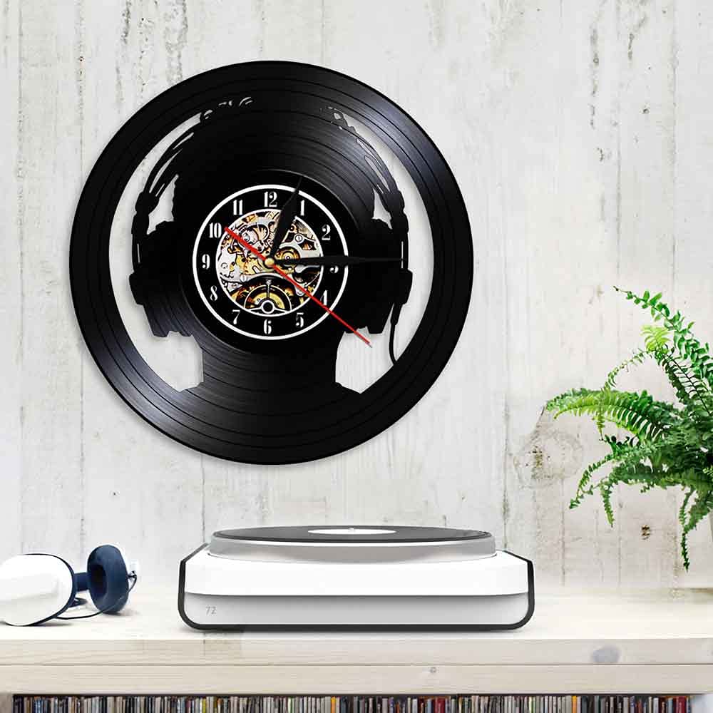 30cm DJ Cuffie Musica Disco in vinile Orologio da parete Design moderno Musica rock DJ Decorazione artistica unica da parete per club di musica Regalo per DJ Regali per la festa della mamma Orologi