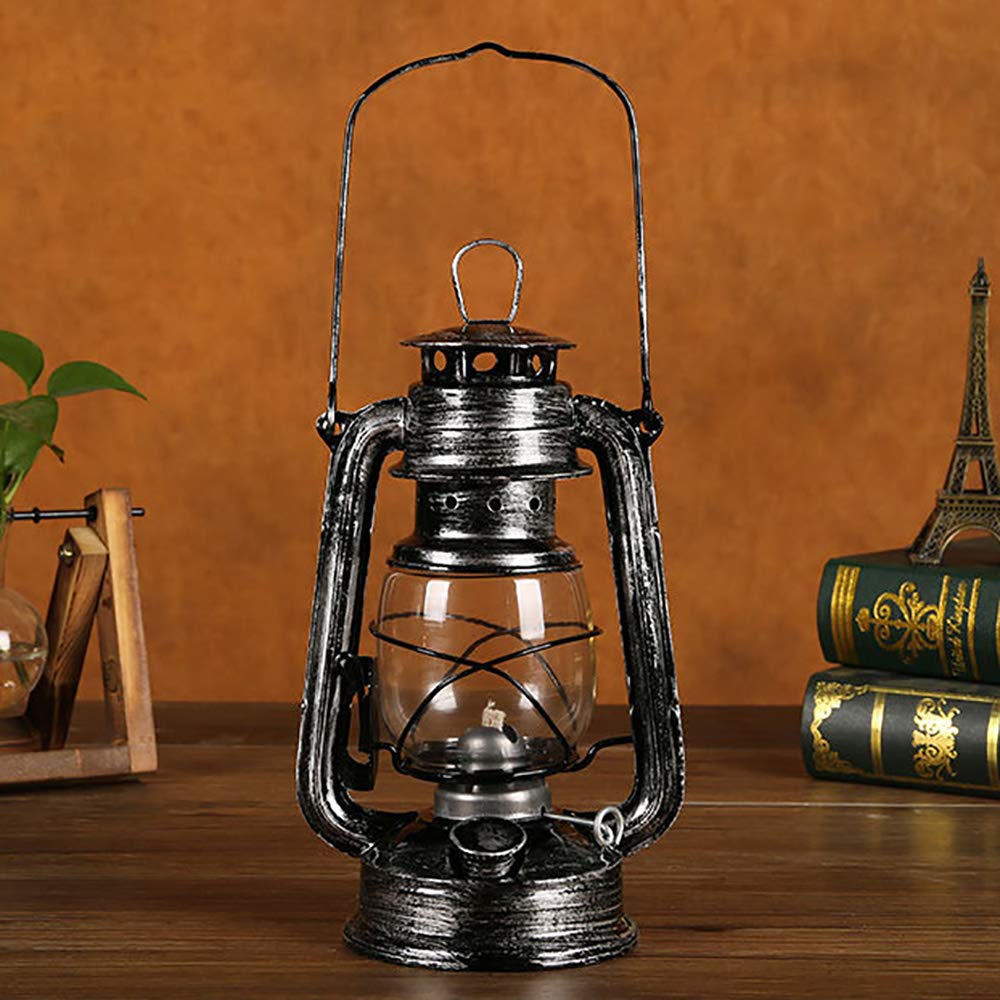 Lanterne tempête vintage lampe à huile lampe à huile rétro lampes à kérosène lampe à huile lampe de table, lanternes de table, pour la maison, le jardin, le camping (bleu clair