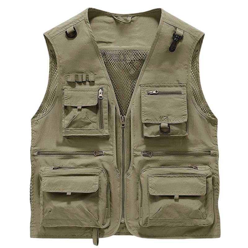 Chaleco multibolsillos de nailon holgado para hombre chaqueta sin mangas de malla M 5