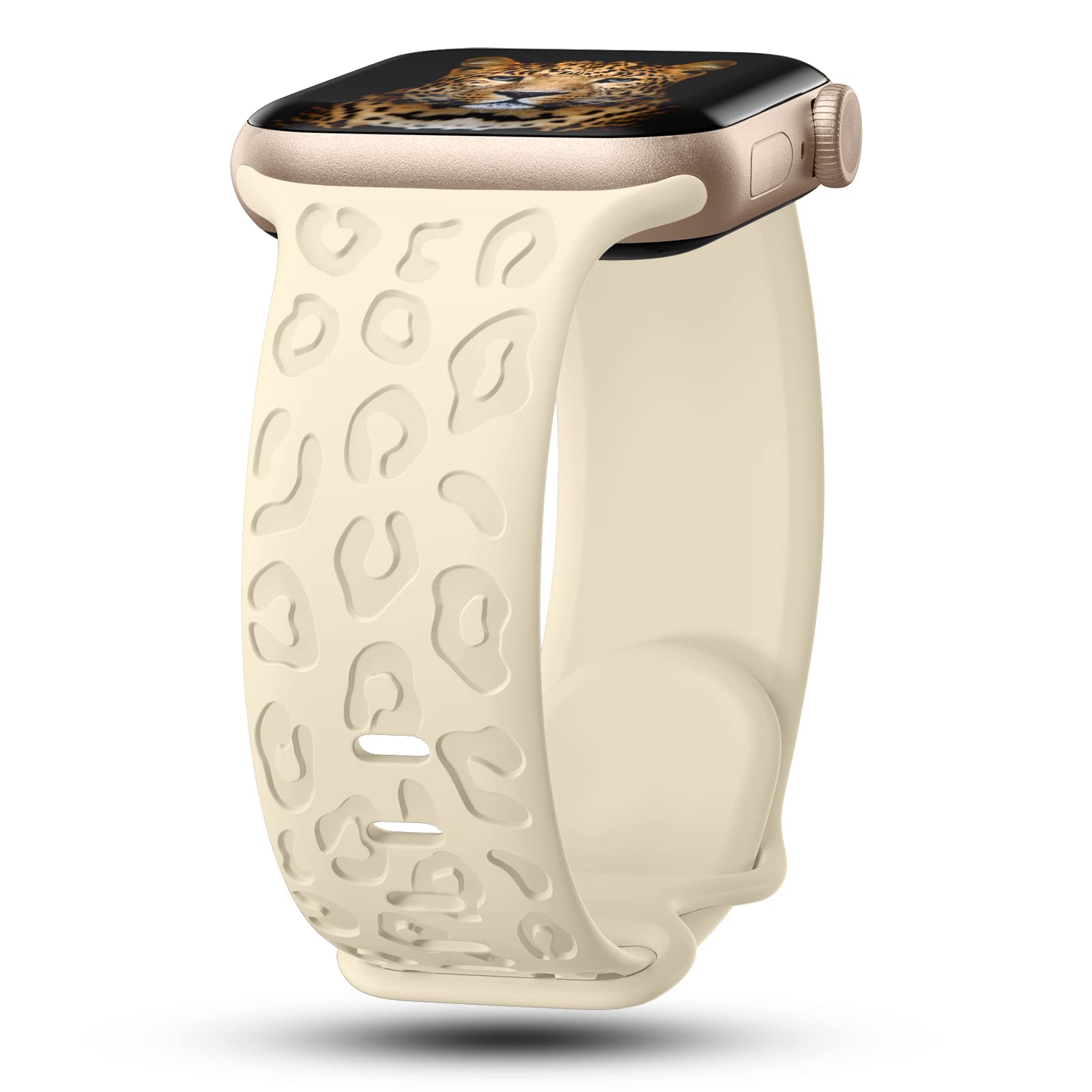 CreateGreat Engraved Bands Compatible with Apple Watch Band 40mm 41mm 38mm 42mm 44mm 45mm 46mm 49mm, Leopard Pattern Soft Silicone Strap Compatible with iWatch Series 10 9 8 7 6 5 4 3 2 1 SE Ultra