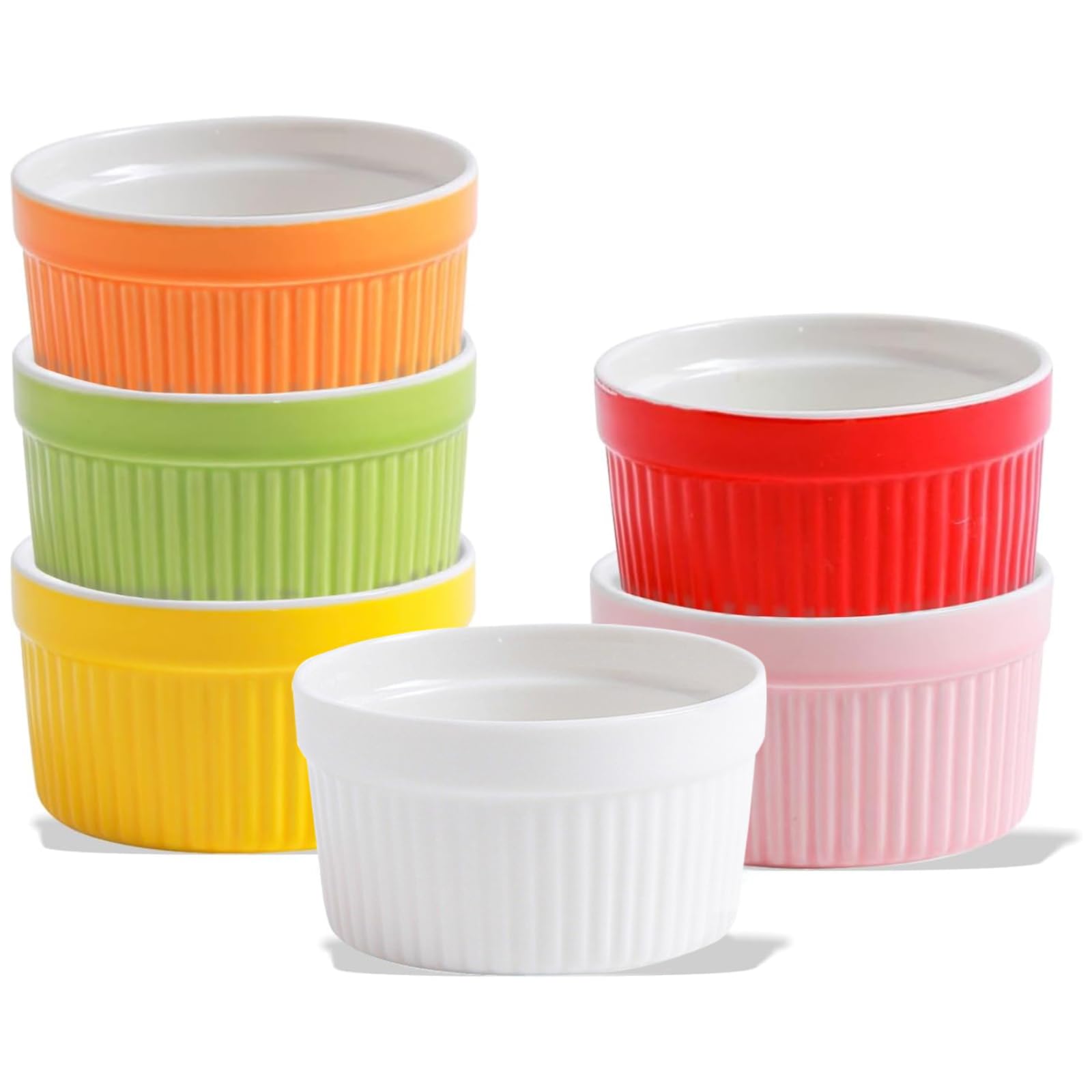 6x Moldes para Soufflé Juego de Moldes de Hornear, Cuencos Pequeños de Cerámica Creme Brulee para Creme Brulee Cuencos de Postres Salsas, Aperitivos 200ml