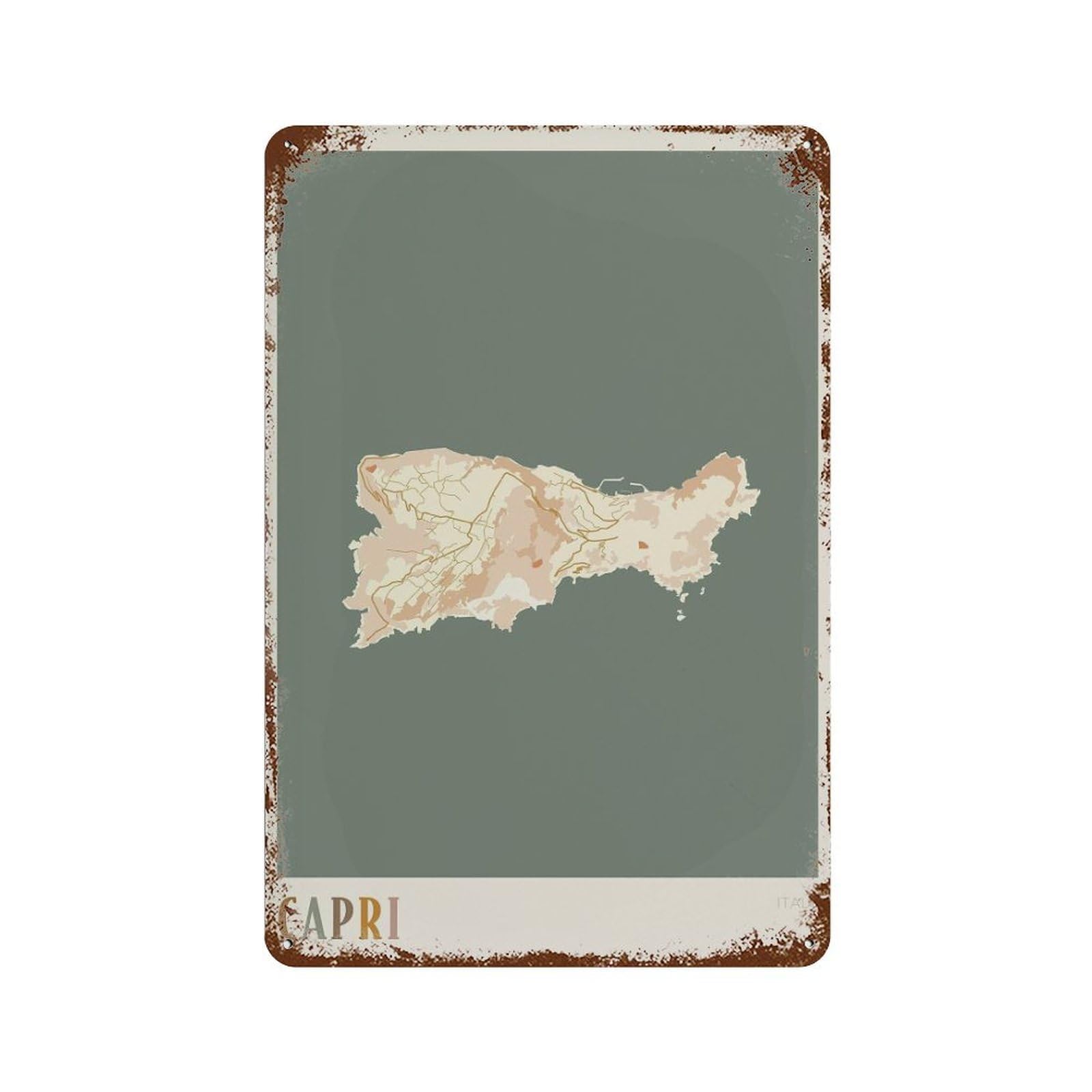 xiaoxiaoshen Capri Map Italy Travel Gift Boho (2) Wall Decor Art Metal Tin Poster Modern Home Decor Art Home Bar Shop Decorations Vintage Sign 30x20cm